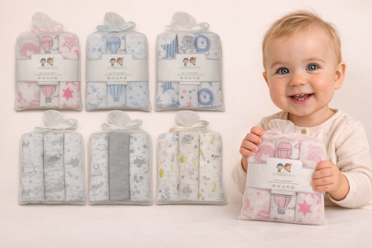 Pack 3 Muselinas Dibujos 75x90